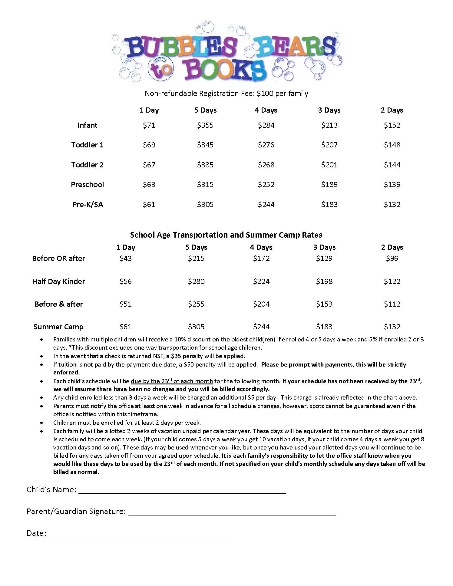 Prices for 2023